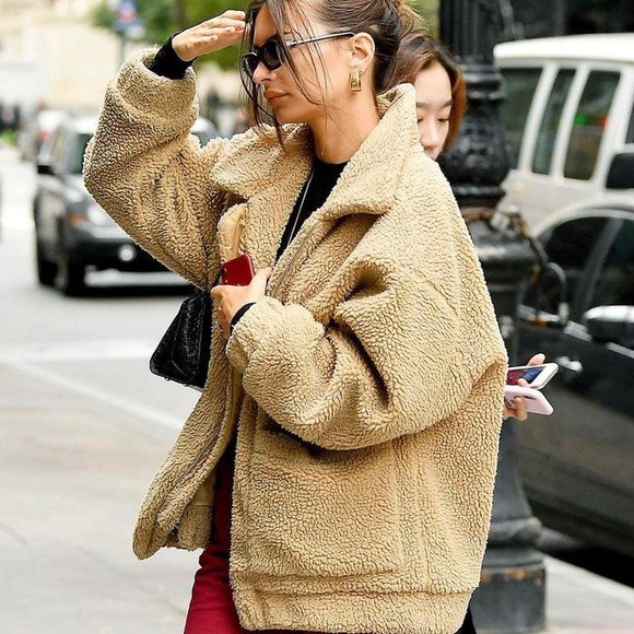 I Am Gia Pixie Faux Sherpa Jacket Medium M I. Am. Gia. Camel Tan Zip Teddy - Picture 4 of 8